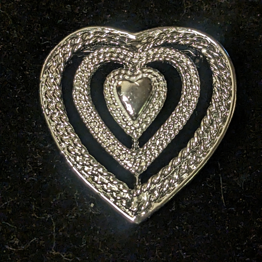 Vintage GERRY'S Triple Heart Silver Tone Brooch / Pin